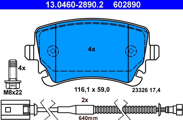 ATE 13.0460-2890.2 - Bremsbelagsatz, Scheibenbremse alexcarstop-ersatzteile.com