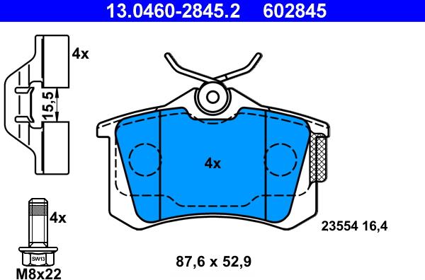 ATE 13.0460-2845.2 - Bremsbelagsatz, Scheibenbremse alexcarstop-ersatzteile.com