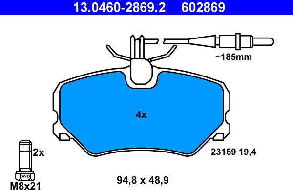 ATE 13.0460-2869.2 - Bremsbelagsatz, Scheibenbremse alexcarstop-ersatzteile.com