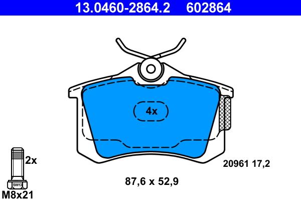 ATE 13.0460-2864.2 - Bremsbelagsatz, Scheibenbremse alexcarstop-ersatzteile.com