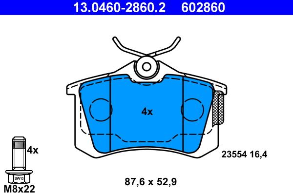 ATE 13.0460-2860.2 - Bremsbelagsatz, Scheibenbremse alexcarstop-ersatzteile.com