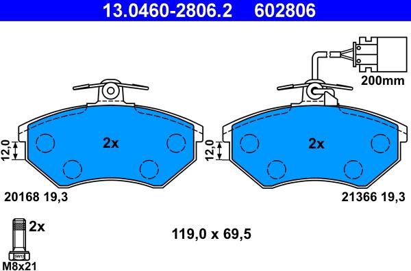 ATE 13.0460-2806.2 - Bremsbelagsatz, Scheibenbremse alexcarstop-ersatzteile.com