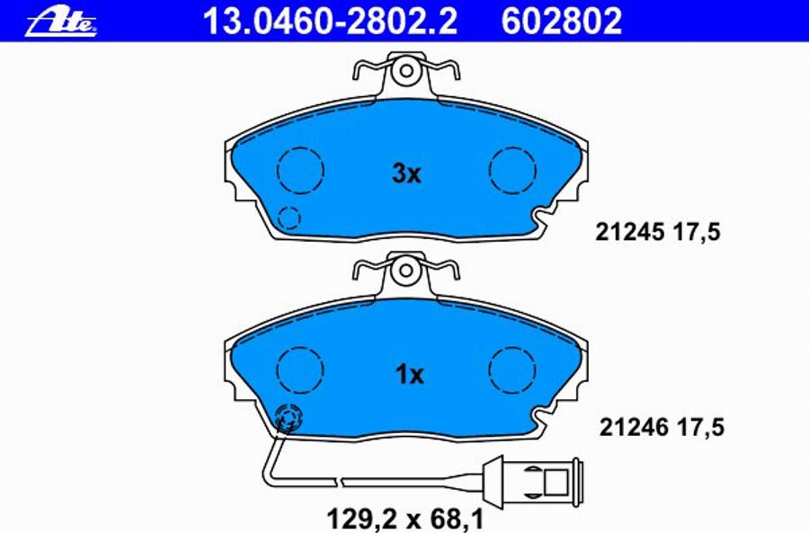 ATE 13.0460-2802.2 - Bremsbelagsatz, Scheibenbremse alexcarstop-ersatzteile.com