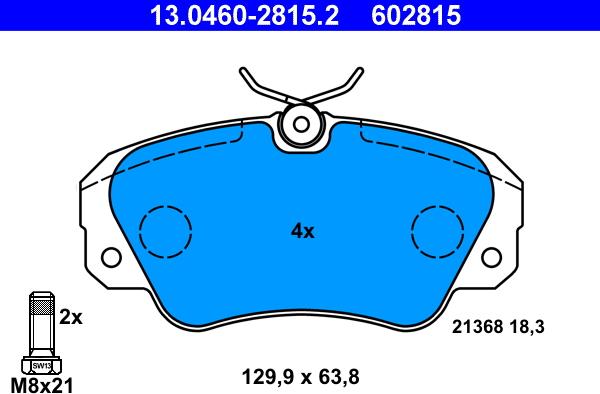 ATE 13.0460-2815.2 - Bremsbelagsatz, Scheibenbremse alexcarstop-ersatzteile.com