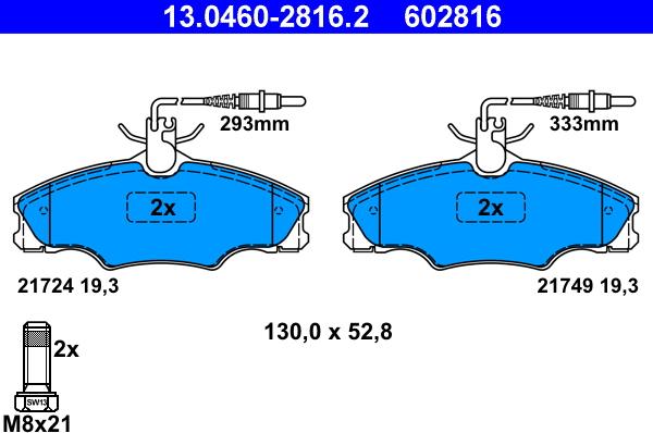 ATE 13.0460-2816.2 - Bremsbelagsatz, Scheibenbremse alexcarstop-ersatzteile.com