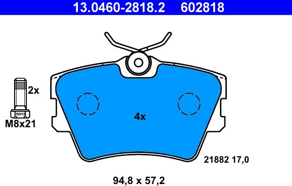 ATE 13.0460-2818.2 - Bremsbelagsatz, Scheibenbremse alexcarstop-ersatzteile.com