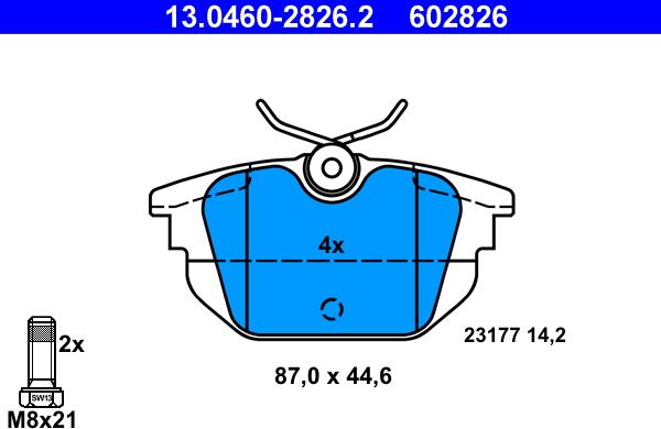 ATE 13.0460-2826.2 - Bremsbelagsatz, Scheibenbremse alexcarstop-ersatzteile.com