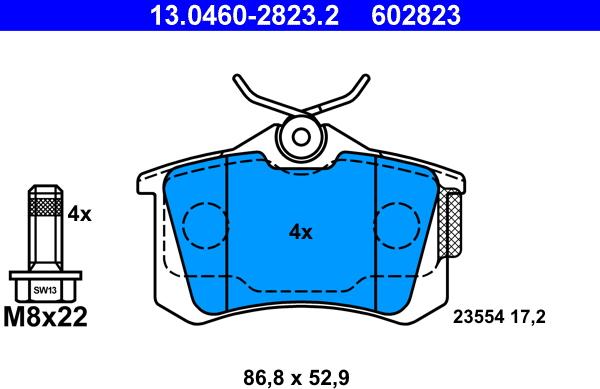 ATE 13.0460-2823.2 - Bremsbelagsatz, Scheibenbremse alexcarstop-ersatzteile.com