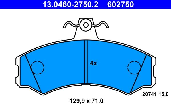 ATE 13.0460-2750.2 - Bremsbelagsatz, Scheibenbremse alexcarstop-ersatzteile.com