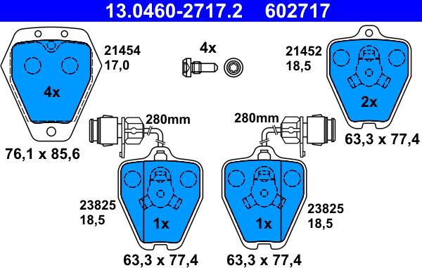 ATE 13.0460-2717.2 - Bremsbelagsatz, Scheibenbremse alexcarstop-ersatzteile.com