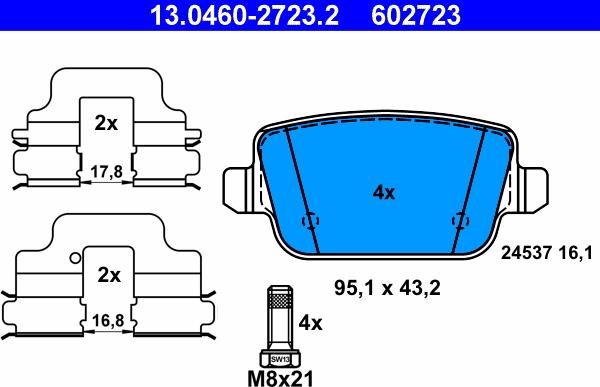 ATE 13.0460-2723.2 - Bremsbelagsatz, Scheibenbremse alexcarstop-ersatzteile.com