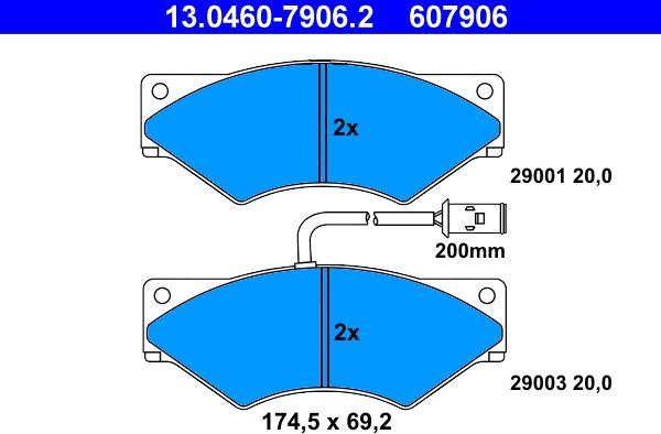 ATE 13.0460-7906.2 - Bremsbelagsatz, Scheibenbremse alexcarstop-ersatzteile.com