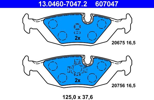 ATE 13.0460-7047.2 - Bremsbelagsatz, Scheibenbremse alexcarstop-ersatzteile.com