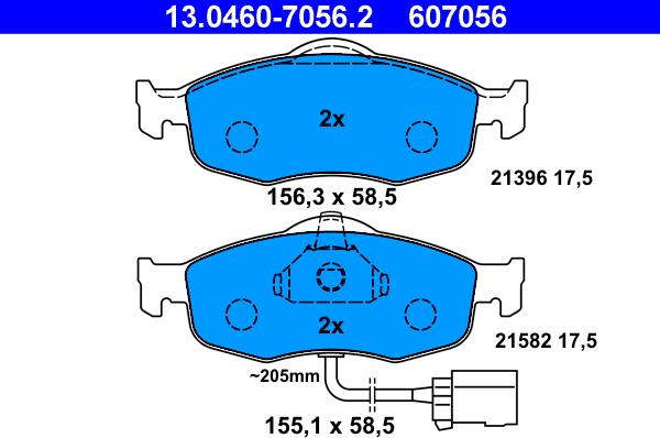 ATE 13.0460-7056.2 - Bremsbelagsatz, Scheibenbremse alexcarstop-ersatzteile.com