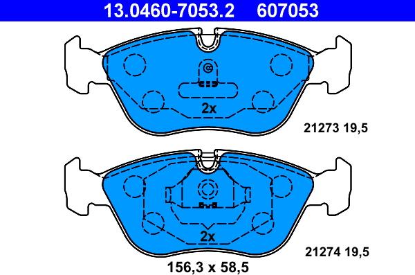 ATE 13.0460-7053.2 - Bremsbelagsatz, Scheibenbremse alexcarstop-ersatzteile.com