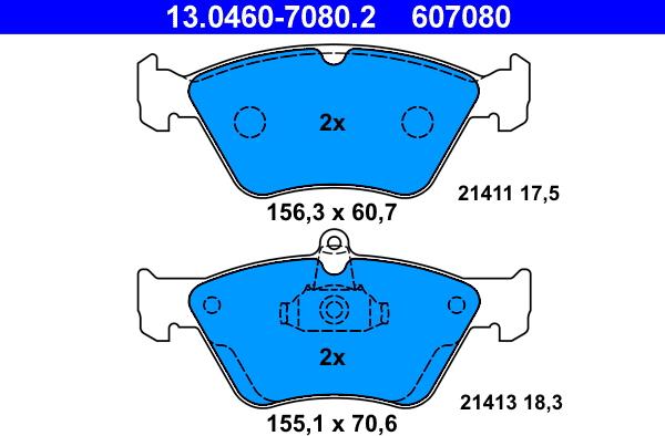 ATE 13.0460-7080.2 - Bremsbelagsatz, Scheibenbremse alexcarstop-ersatzteile.com