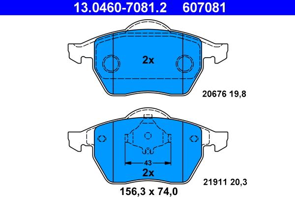 ATE 13.0460-7081.2 - Bremsbelagsatz, Scheibenbremse alexcarstop-ersatzteile.com