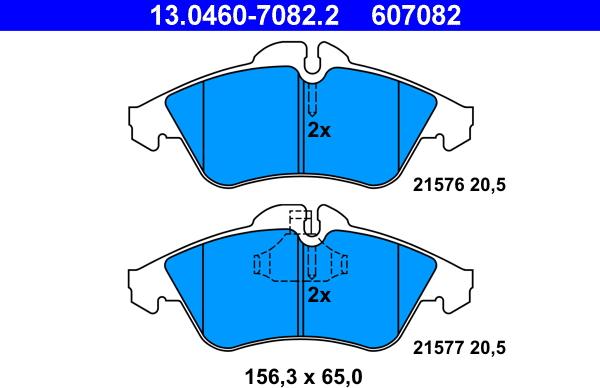 ATE 13.0460-7082.2 - Bremsbelagsatz, Scheibenbremse alexcarstop-ersatzteile.com