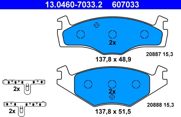 ATE 13.0460-7033.2 - Bremsbelagsatz, Scheibenbremse alexcarstop-ersatzteile.com