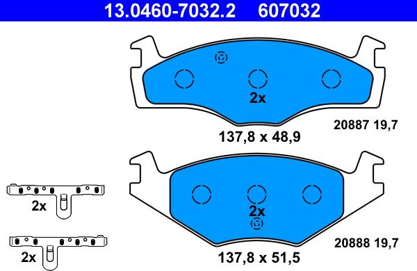 ATE 13.0460-7032.2 - Bremsbelagsatz, Scheibenbremse alexcarstop-ersatzteile.com