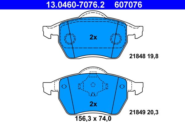 ATE 13.0460-7076.2 - Bremsbelagsatz, Scheibenbremse alexcarstop-ersatzteile.com