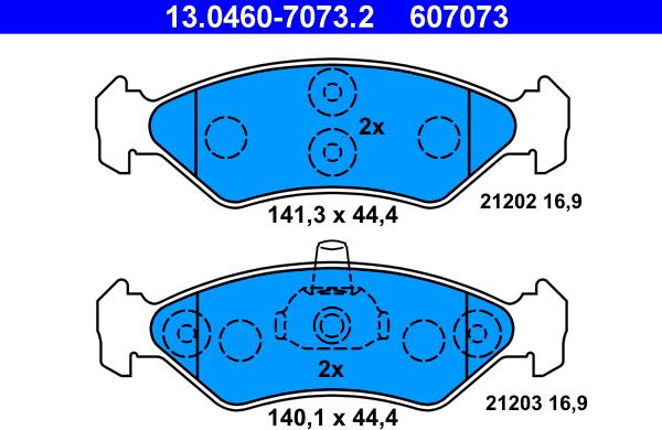 ATE 13.0460-7073.2 - Bremsbelagsatz, Scheibenbremse alexcarstop-ersatzteile.com