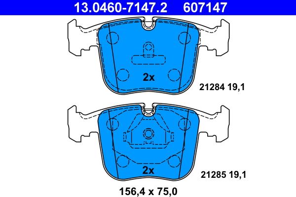 ATE 13.0460-7147.2 - Bremsbelagsatz, Scheibenbremse alexcarstop-ersatzteile.com