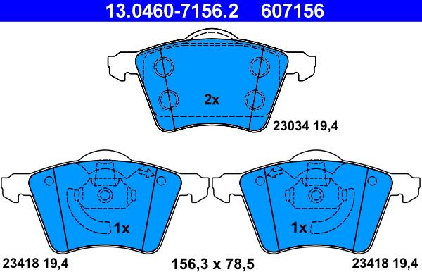 ATE 13.0460-7156.2 - Bremsbelagsatz, Scheibenbremse alexcarstop-ersatzteile.com