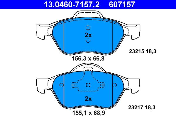 ATE 13.0460-7157.2 - Bremsbelagsatz, Scheibenbremse alexcarstop-ersatzteile.com