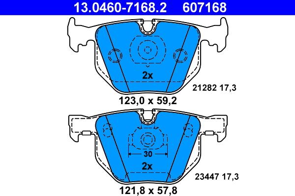 ATE 13.0460-7168.2 - Bremsbelagsatz, Scheibenbremse alexcarstop-ersatzteile.com