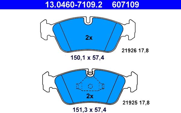 ATE 13.0460-7109.2 - Bremsbelagsatz, Scheibenbremse alexcarstop-ersatzteile.com