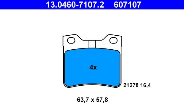 ATE 13.0460-7107.2 - Bremsbelagsatz, Scheibenbremse alexcarstop-ersatzteile.com