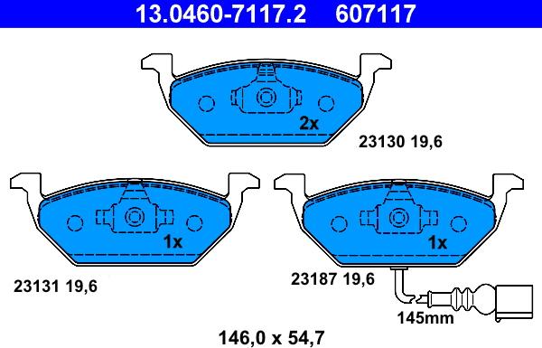 ATE 13.0460-7117.2 - Bremsbelagsatz, Scheibenbremse alexcarstop-ersatzteile.com