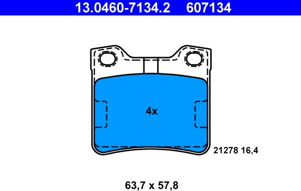 ATE 13.0460-7134.2 - Bremsbelagsatz, Scheibenbremse alexcarstop-ersatzteile.com