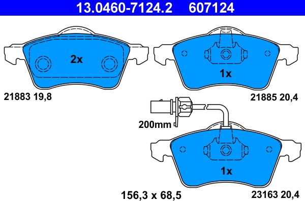 ATE 13.0460-7124.2 - Bremsbelagsatz, Scheibenbremse alexcarstop-ersatzteile.com