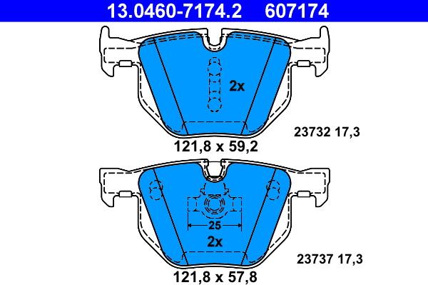 ATE 13.0460-7174.2 - Bremsbelagsatz, Scheibenbremse alexcarstop-ersatzteile.com