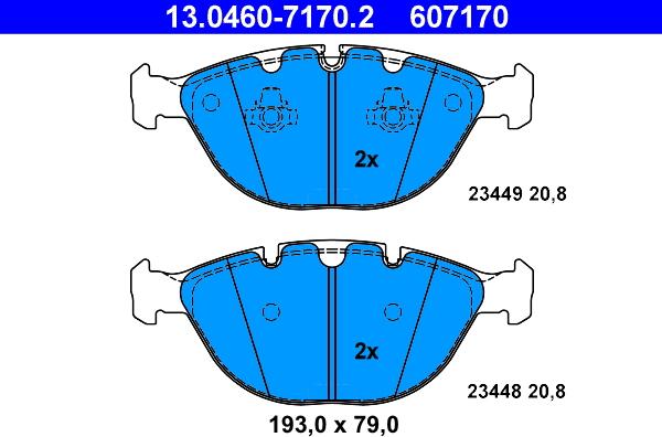 ATE 13.0460-7170.2 - Bremsbelagsatz, Scheibenbremse alexcarstop-ersatzteile.com