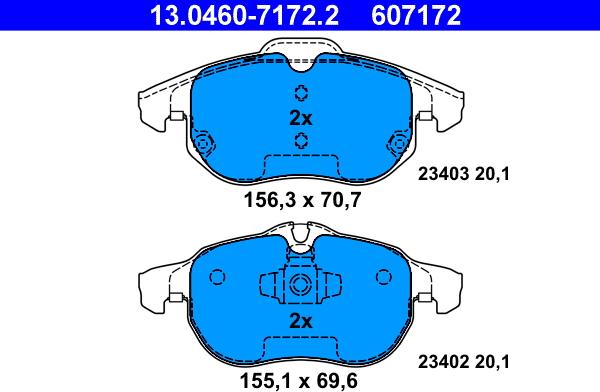 ATE 13.0460-7172.2 - Bremsbelagsatz, Scheibenbremse alexcarstop-ersatzteile.com