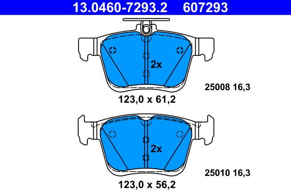 ATE 13.0460-7293.2 - Bremsbelagsatz, Scheibenbremse alexcarstop-ersatzteile.com