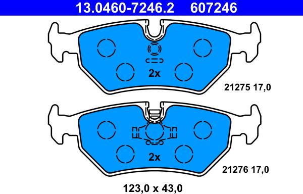 ATE 13.0460-7246.2 - Bremsbelagsatz, Scheibenbremse alexcarstop-ersatzteile.com