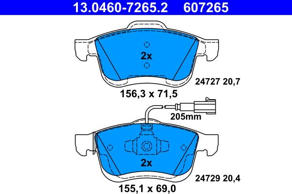 ATE 13.0460-7265.2 - Bremsbelagsatz, Scheibenbremse alexcarstop-ersatzteile.com