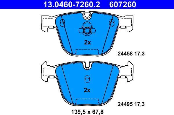 ATE 13.0460-7260.2 - Bremsbelagsatz, Scheibenbremse alexcarstop-ersatzteile.com