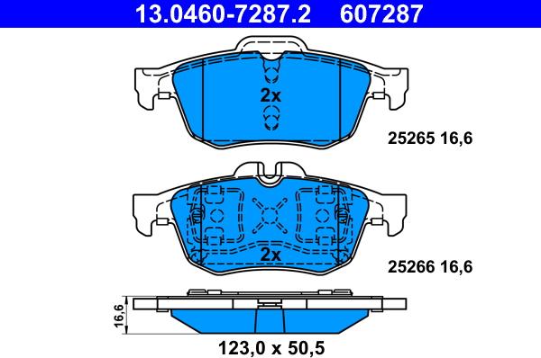 ATE 13.0460-7287.2 - Bremsbelagsatz, Scheibenbremse alexcarstop-ersatzteile.com