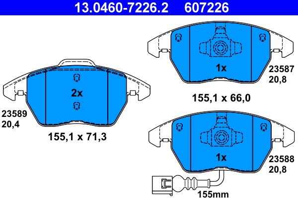 ATE 13.0460-7226.2 - Bremsbelagsatz, Scheibenbremse alexcarstop-ersatzteile.com