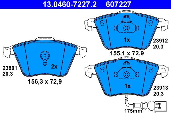 ATE 13.0460-7227.2 - Bremsbelagsatz, Scheibenbremse alexcarstop-ersatzteile.com