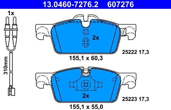 ATE 13.0460-7276.2 - Bremsbelagsatz, Scheibenbremse alexcarstop-ersatzteile.com