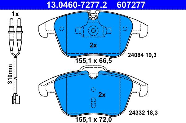 ATE 13.0460-7277.2 - Bremsbelagsatz, Scheibenbremse alexcarstop-ersatzteile.com