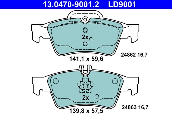 ATE 13.0470-9001.2 - Bremsbelagsatz, Scheibenbremse alexcarstop-ersatzteile.com