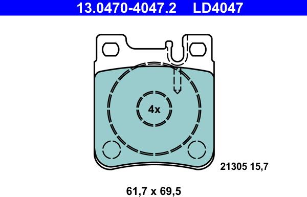 ATE 13.0470-4047.2 - Bremsbelagsatz, Scheibenbremse alexcarstop-ersatzteile.com