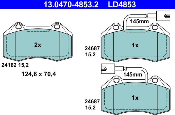 ATE 13.0470-4853.2 - Bremsbelagsatz, Scheibenbremse alexcarstop-ersatzteile.com